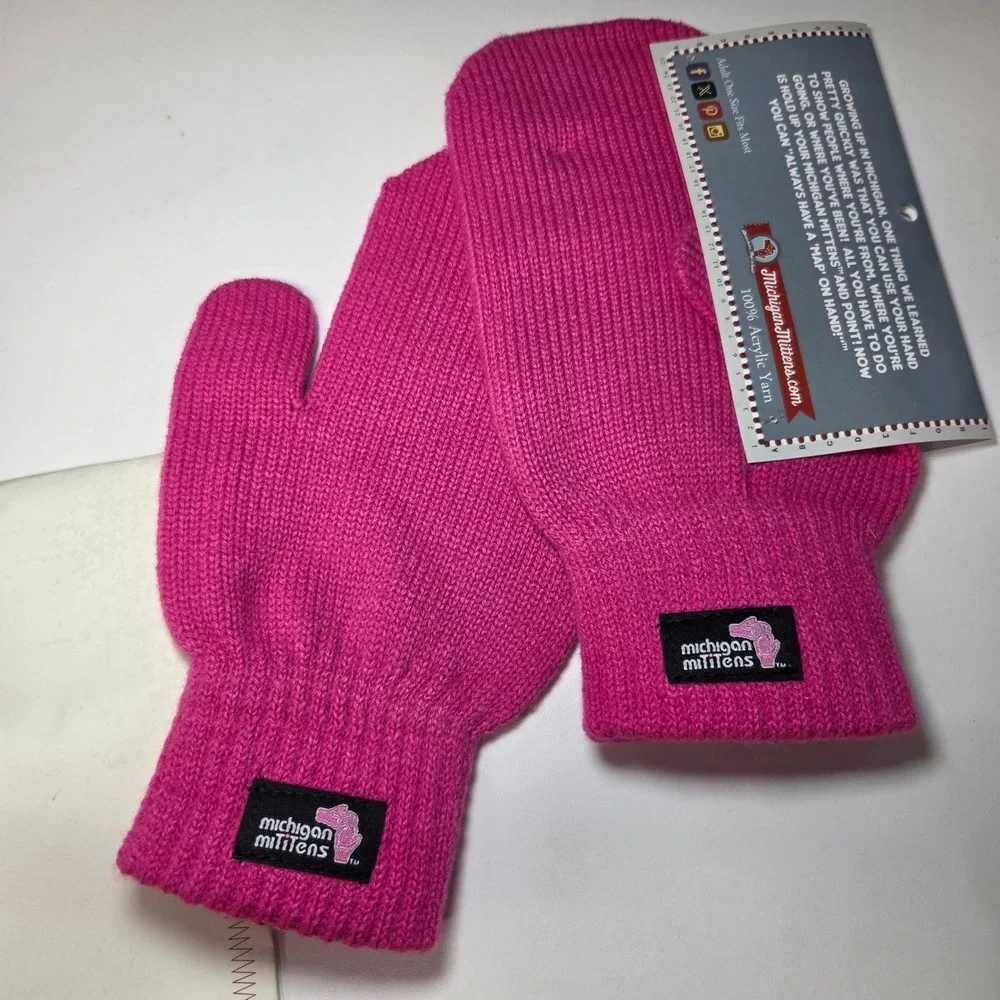 Michigan Mittens Pink Lower Upper‎ Peninsula Map Winter Gloves One Size